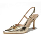 Women's Nightclubs Goddess Stiletto Heels Bow Twisted Pana Pointed Toe Buckle Outdoor