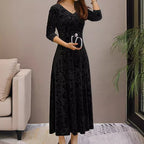 Velvet Elegant Midi Dress