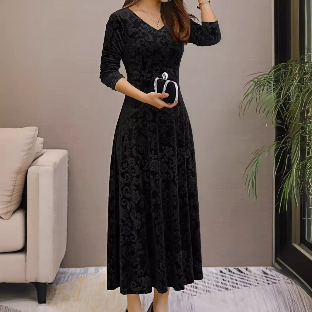 Velvet Elegant Midi Dress