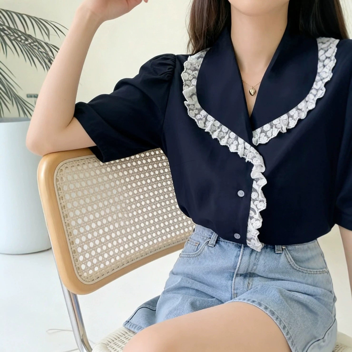 Loose Lazy Relaxed Fit Short Sleeved Shirt Korean High End