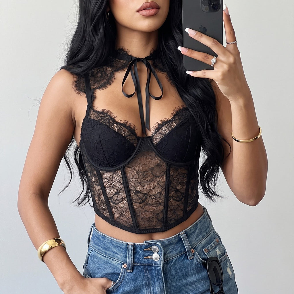 Women's Eyelash Lace Corset