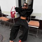 Women's High-Neck Jacket & Wide-Leg Pants Set