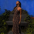 Cutout Split Dress Beach Halter Backless Beach Bohemian L