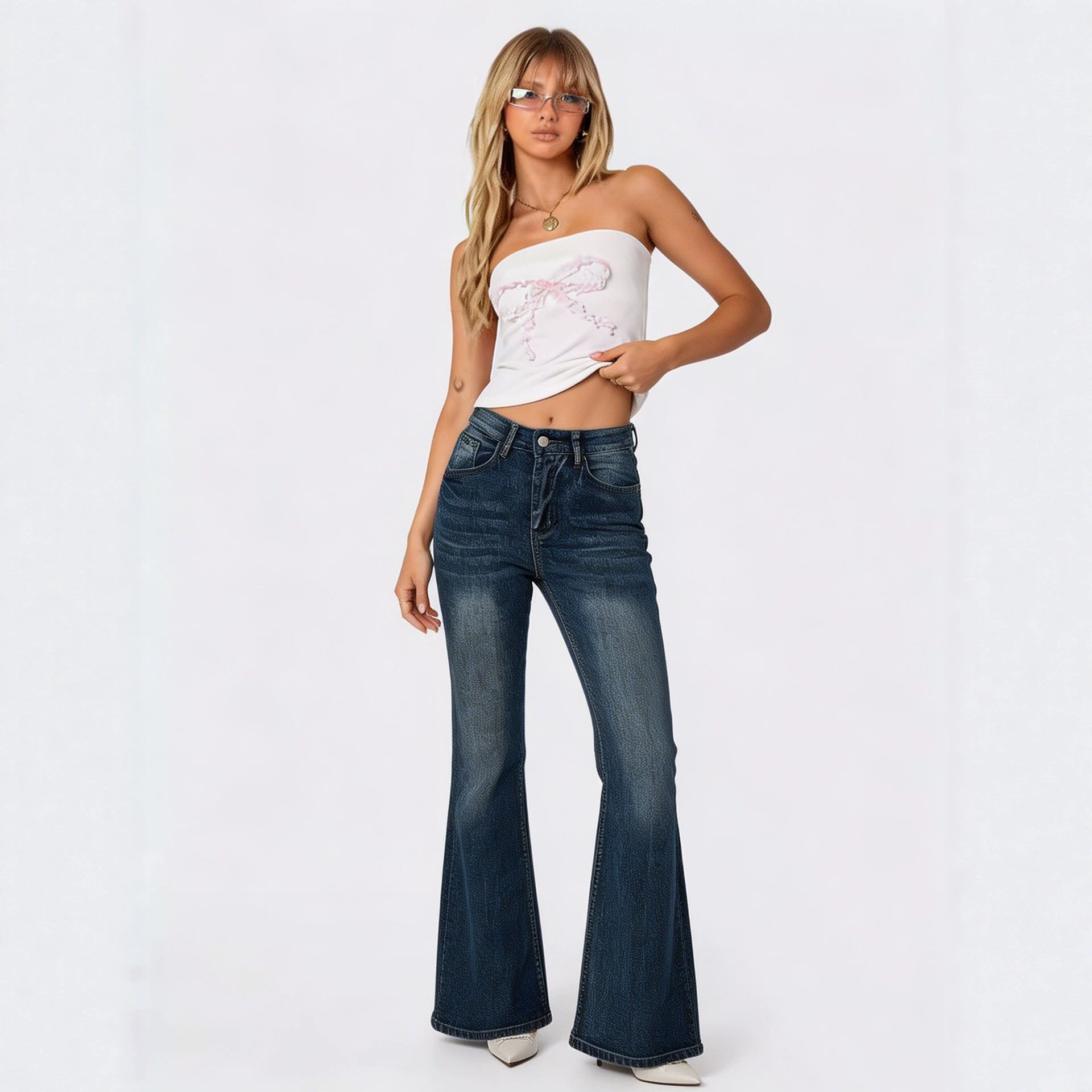Retro High Waist Summer Skinny Washed Women Jeans