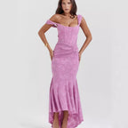 Autumn Square Collar Elastic Net Jacquard Pleated Sleeveless Fishtail Cami