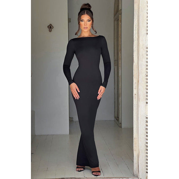 Long-Sleeve Backless Bodycon Dress