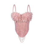 Women's Arrival Handmade Floral Tassel Suspender Vest Backless Tube Top