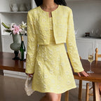 Women's Texture Jacquard Office Office Strap Dress Cardigan Two