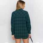 Women Long Sleeved Shirt Autumn Casual Loose Plaid Idle