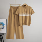 Summer Stylish Stand Collar Half Zip Knitting Women's Casual Slimming