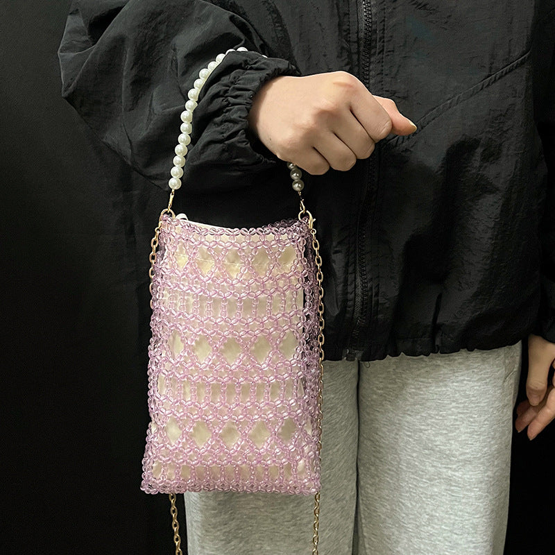 Women's Woven Beaded Messenger Bag