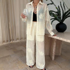 Women's Collared Top & Trousers Set