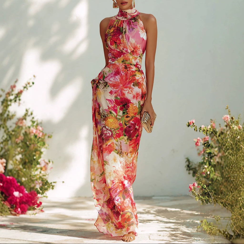Women's Halter Floral Dress