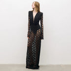 Women's Autumn Winter French Lace Long Sleeve Lining Dress Evening Christmas