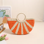 Women's Semicircle Straw Handbag