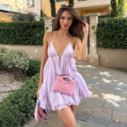 V-Neck Strap A-Line Tulle Tutu Dress Vacation Backless Sling