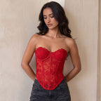 Women's Rose Mesh Boned Corset Top