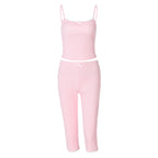 Women's Lace Spaghetti-Strap Top & Bottoms Two-Piece Set