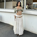 Lace-Trim Split Maxi Dress