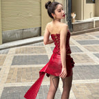 Women's Autumn French Three Dimensional Vest and Skirt Two-Piece Set