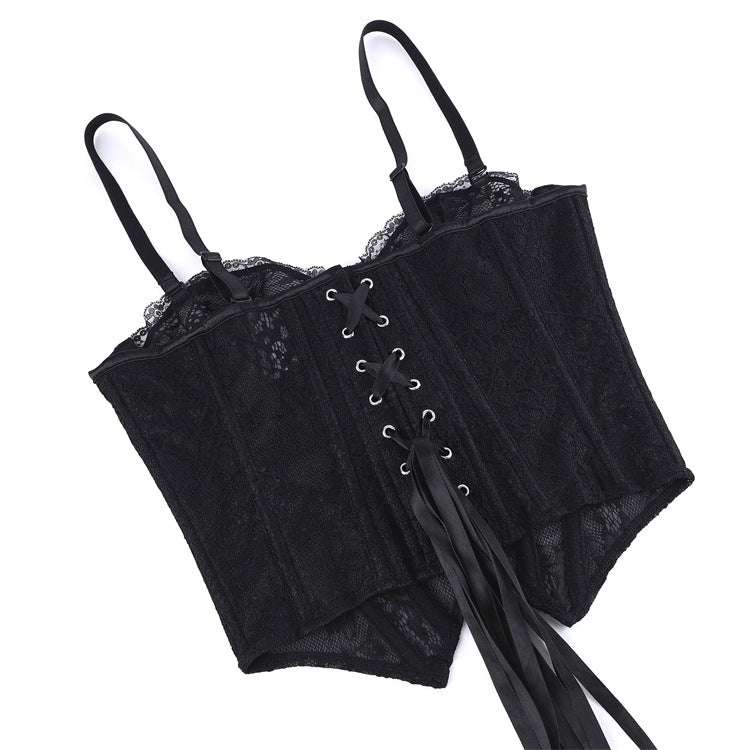 Floral Mesh Corset Party Top