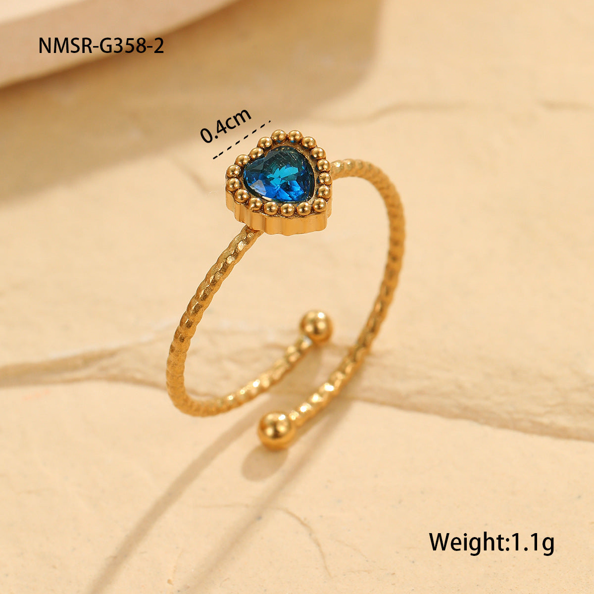 NMSR-G358-2 Blue Loving Heart Ring