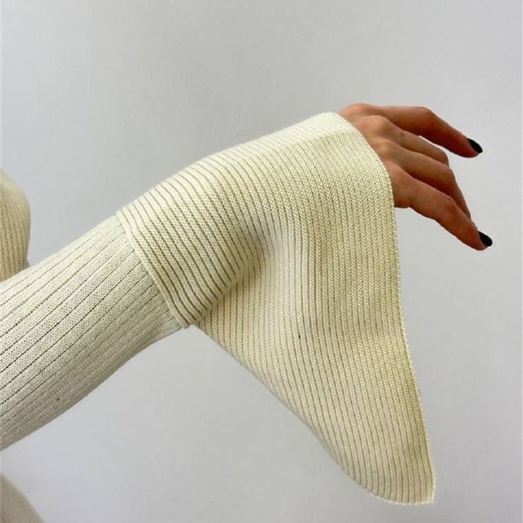 Crew-Neck Long-Sleeve Knit Bodycon Mini Dress