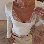 Women's Slim Lace Long-Sleeve Top