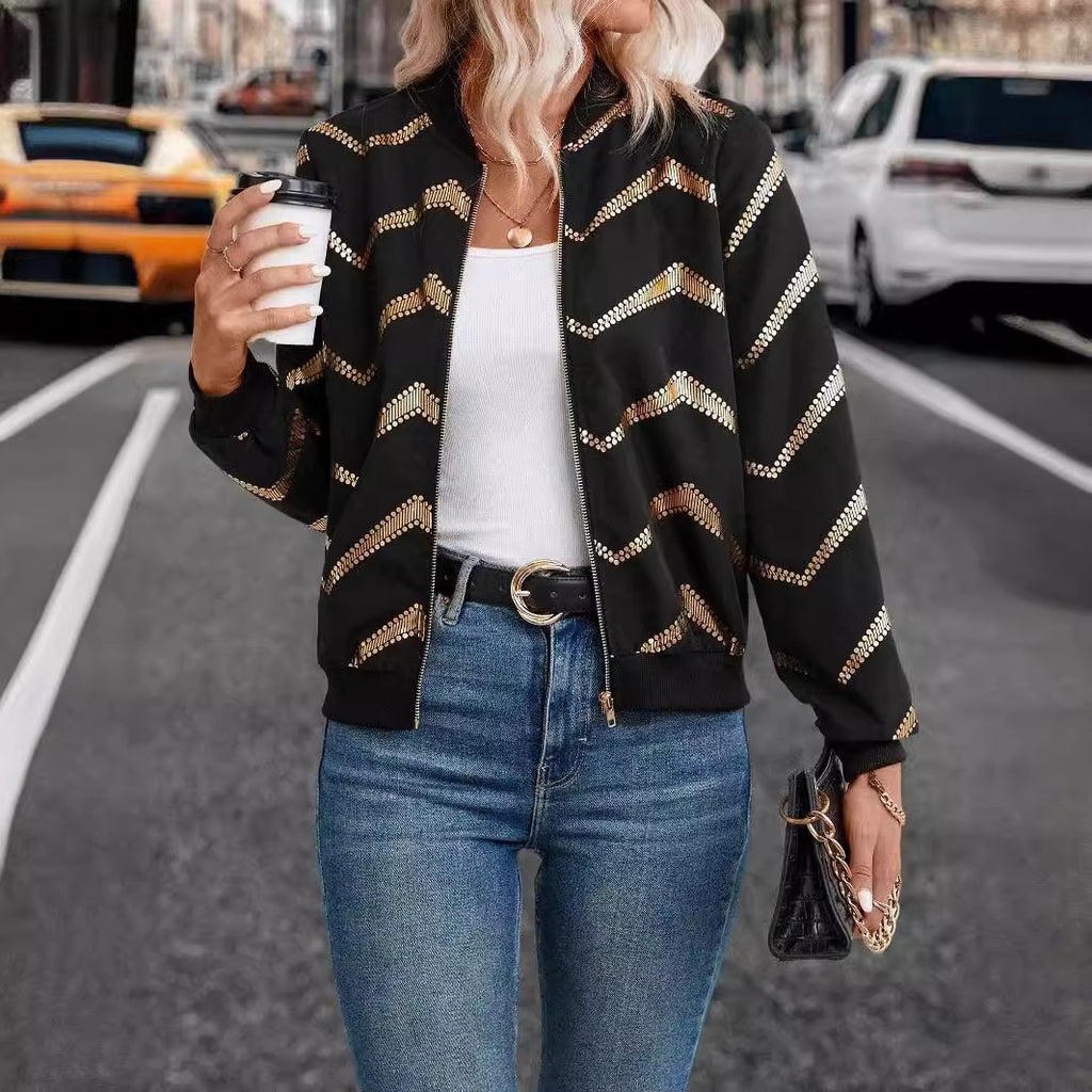 Zigzag Print Bomber Jacket