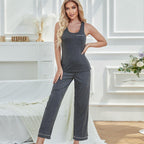 Women Spring Summer Strap Vest Pants Homewear Suit