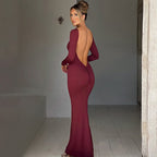 Long-Sleeve Backless Bodycon Dress