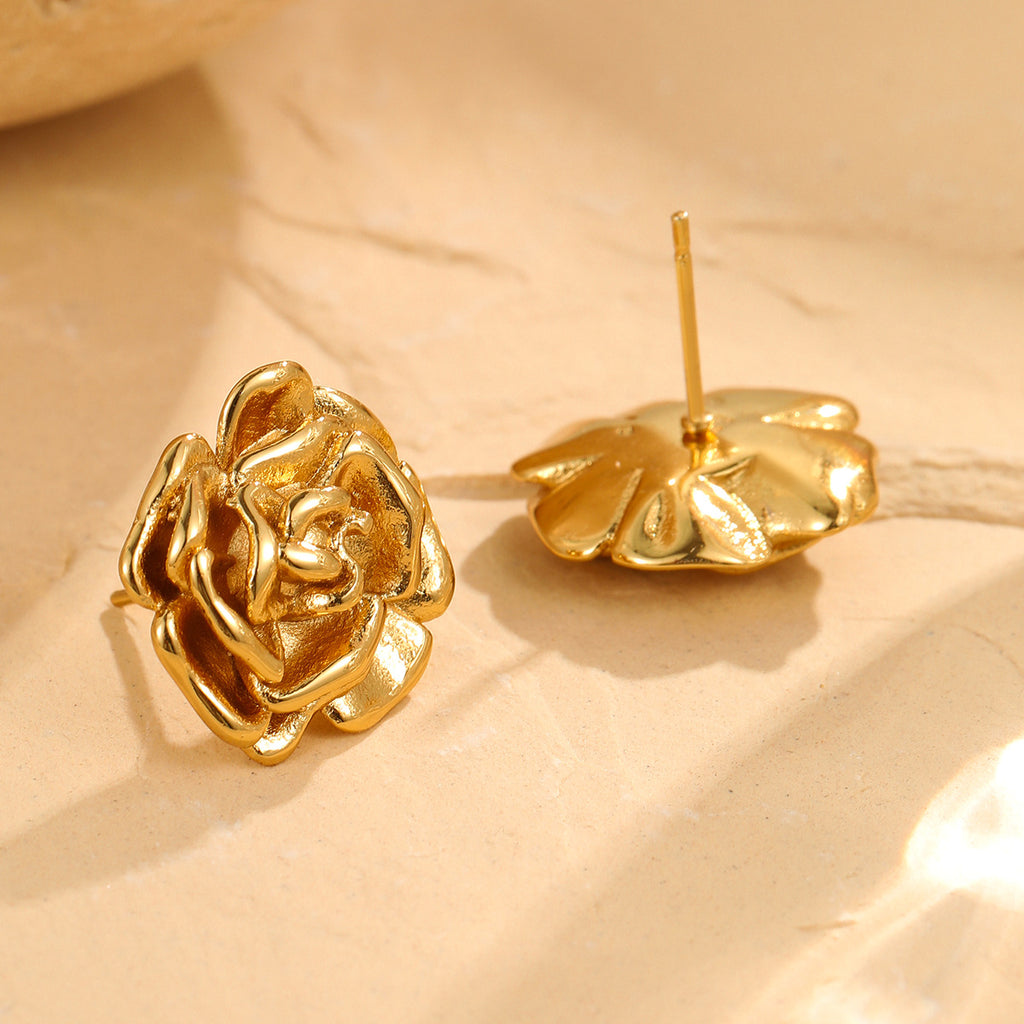Rose Stainless Steel Stud Earrings