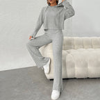 Women's Simple Hooded Suit Home Solid Color Lazy Feeling Two Piece