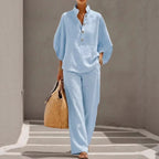 Women Shirt Outfit Casual Independent Site Pant Sets