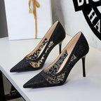 Women's Floral Lace Stiletto Heels