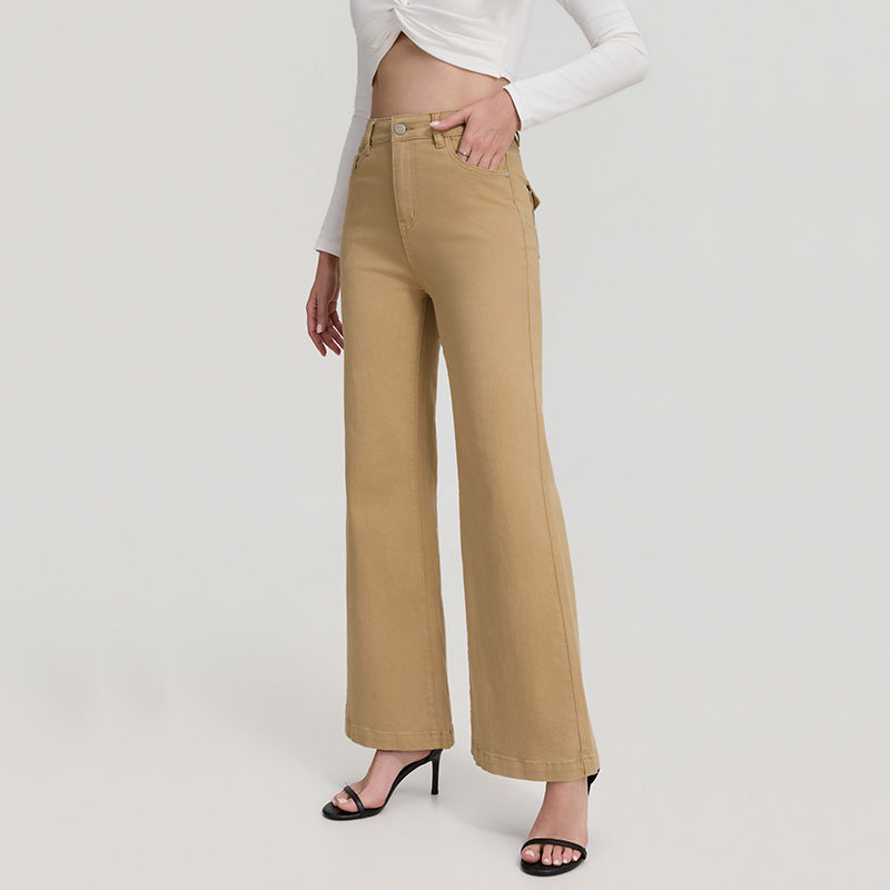 Women's High Waist Khaki Bootcut Jeans