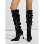 Women's Patent Leather Stiletto High-Leg Boots