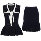 Women's Striped Sleeveless Knit Top & Skirt Set