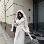 Women's Long Hooded Faux-Fur Coat