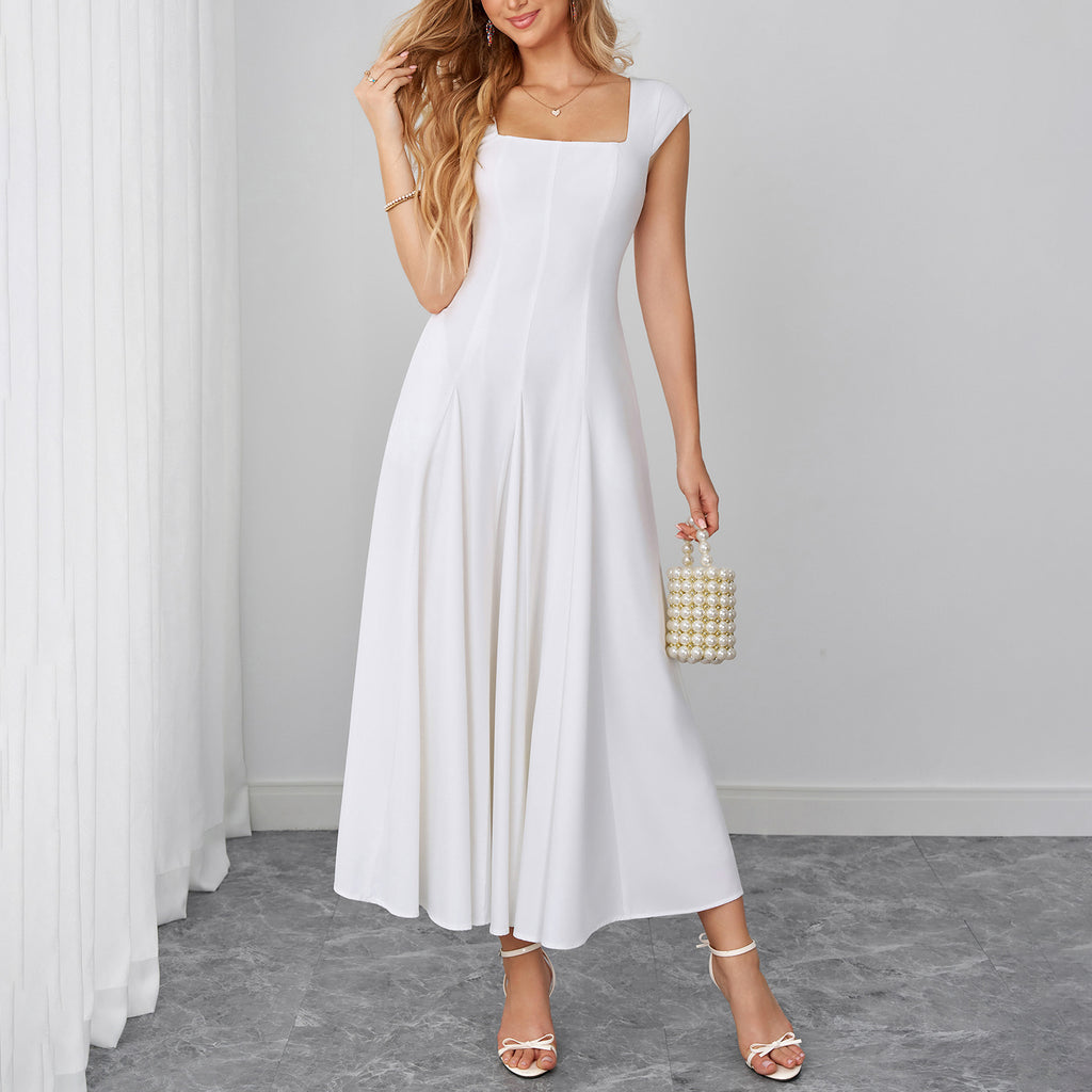 Women's Lace-Up Square-Neck Backless Maxi Dress