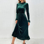 Women’s Velvet Ruffle Swing Party Dress