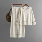 Fashionable Knitted Suit Autumn Winter Loose Casual Sweater Pullover Two Piece Dress