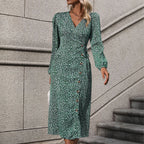 Women's Fall Stomach Blanket Long Sleeve Floral Dress