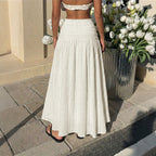 Women's Large Swing Elastic Waist Solid Color Texture Skirt