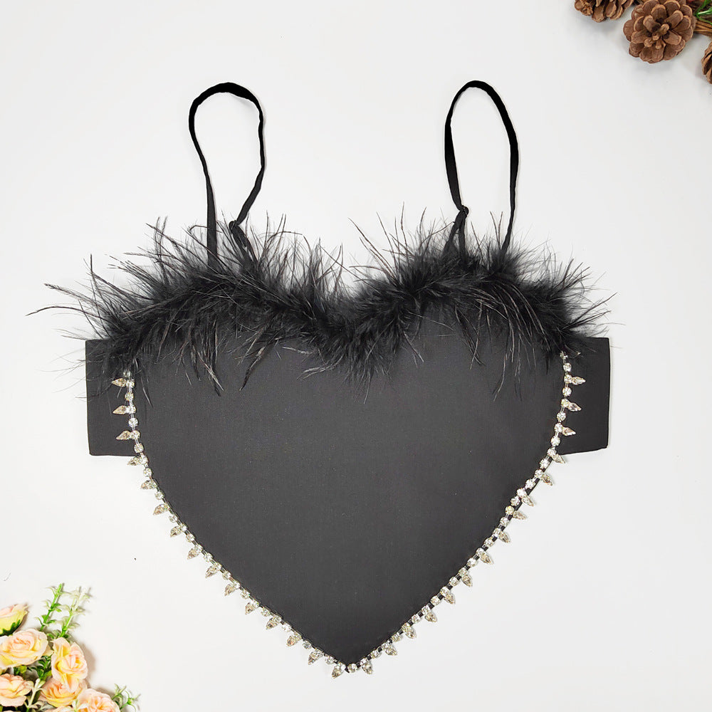 's Heart Shaped Apron Vest Bare Back Beaded Tube Top Loose Strap