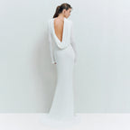 Winter Simple Intellectual Solid Color Swing Collar Backless Design Pleated Tight