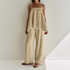 Puffy Camisole Wide Leg Pants Suit Two