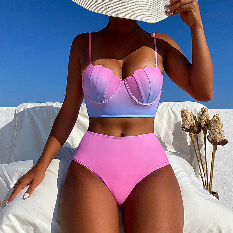 Bikini Sexy Steel Bracket Push up HW Split Swimsuit Women