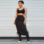 Personalized Pocket Elastic Waistband Drawstring Skirt