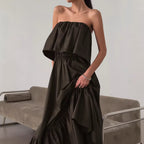 Ruffle-Trim Strapless Dress